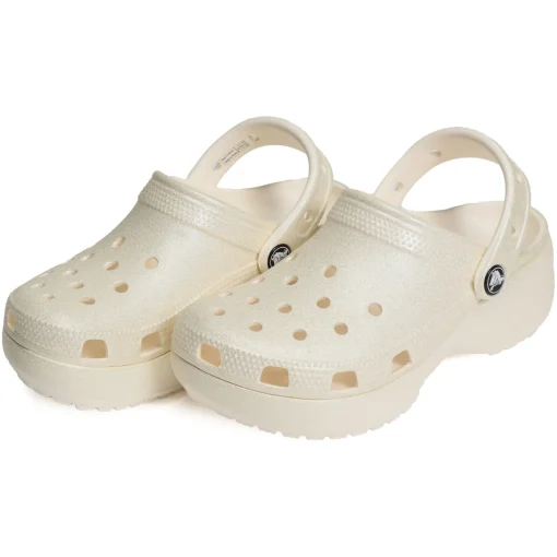 CLASSIC PLATFORM GLITTER CLOG Blanc
