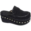 CLOG LEATHER OVERSTITCHINGATED Noir
