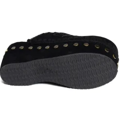 CLOG LEATHER OVERSTITCHINGATED Noir
