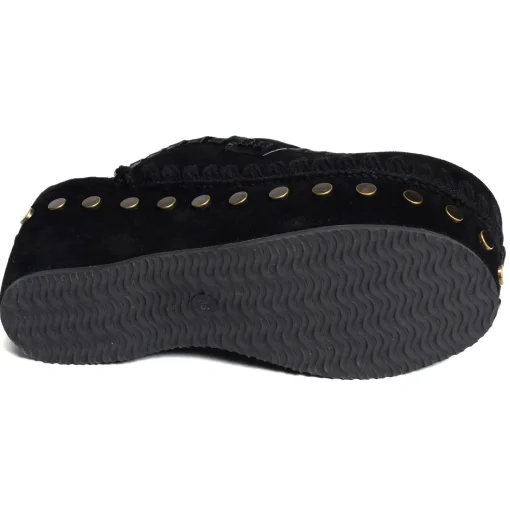 CLOG LEATHER OVERSTITCHINGATED Noir