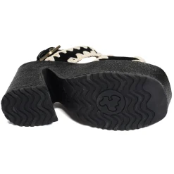 RAFFIA PLATFORM WITH BACK STRA Noir