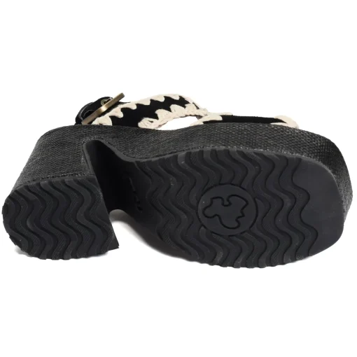 RAFFIA PLATFORM WITH BACK STRA Noir